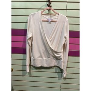 Athleta Womens White recharge Surplice Wrap V-Neck Sweatshirt Pullover Size M